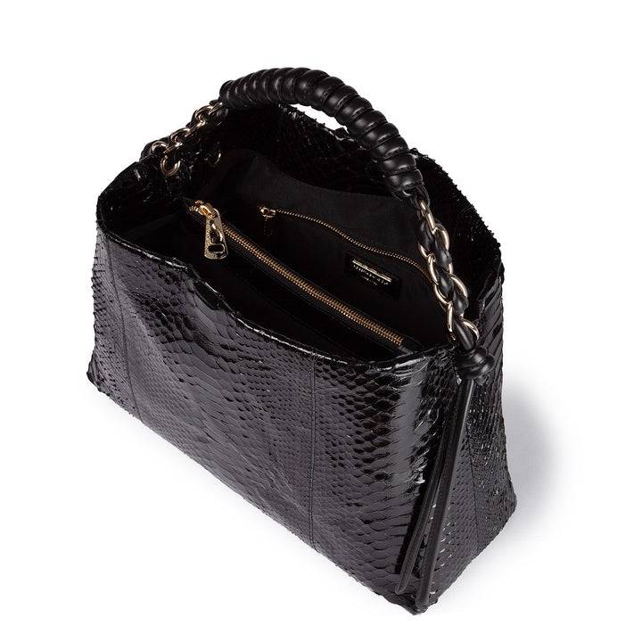 Roberta Gandolfi Amina Pitone large borsa a mano in pitone e finiture in pelle di vitello con manico tubolare fasciato e tracolla staccabile Saldi Di Fabbrica