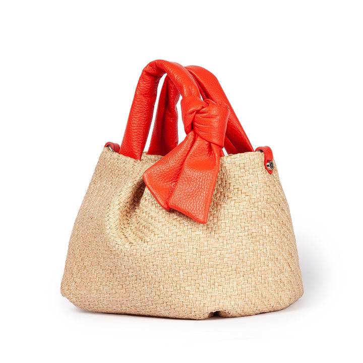 Roberta Gandolfi Matilde Handbag in rafia e pelle con tracolla staccabile Novità