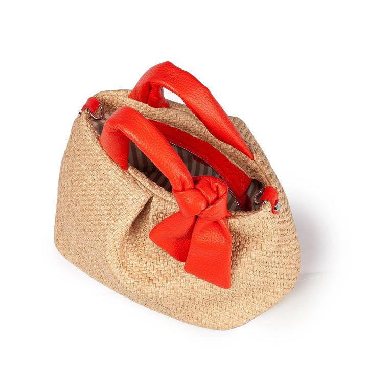 Roberta Gandolfi Matilde Handbag in rafia e pelle con tracolla staccabile Novità