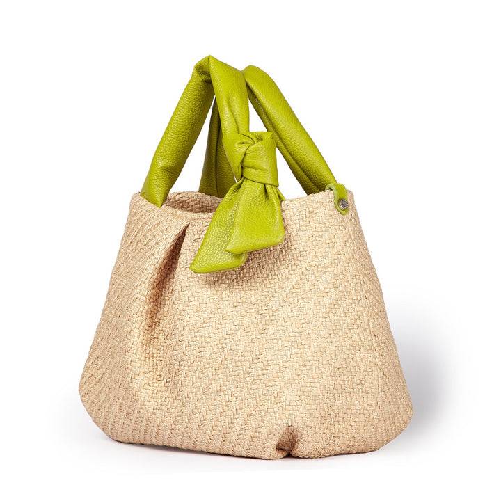 Roberta Gandolfi Matilde Handbag in rafia e pelle con tracolla staccabile Presa