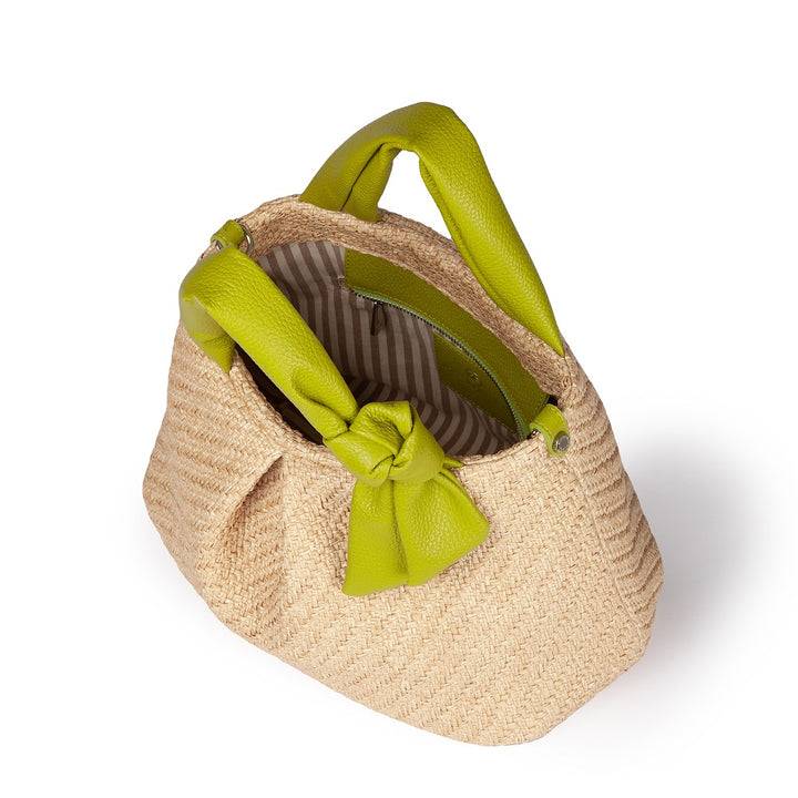 Roberta Gandolfi Matilde Handbag in rafia e pelle con tracolla staccabile Presa