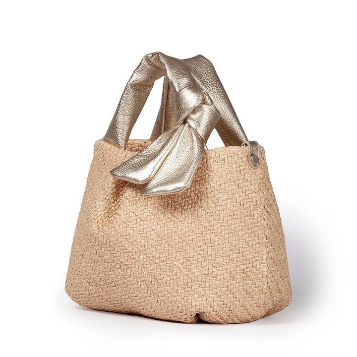 Roberta Gandolfi Matilde Handbag in rafia e pelle con tracolla staccabile Offerta per la Festa della Mamma