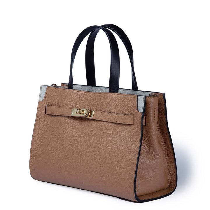 Roberta Gandolfi Frida Handbag in pelle martellata con tracolla logata in tessuto regolabile Vendita calda