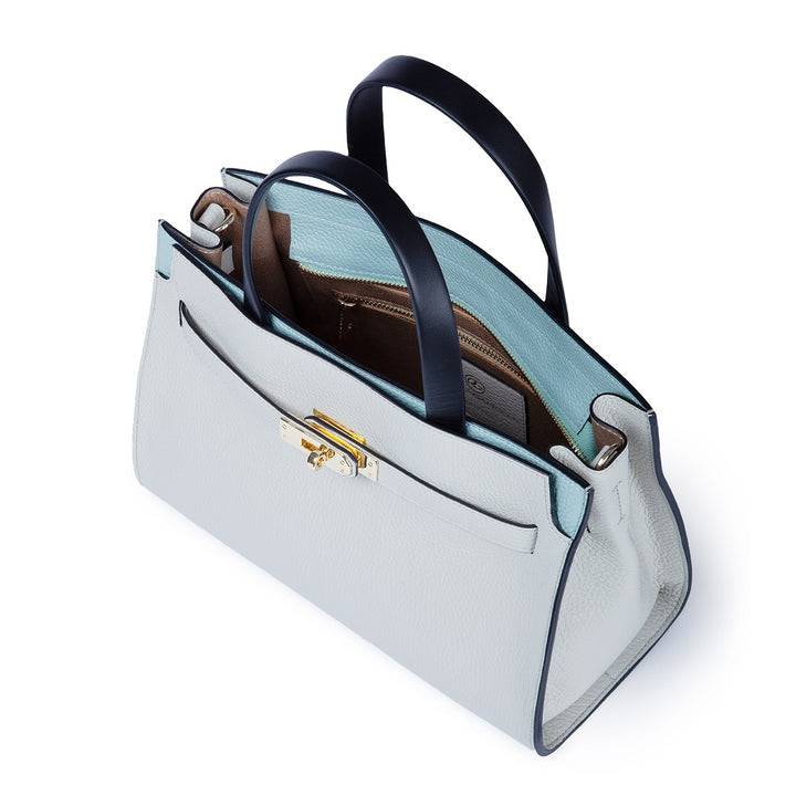 Roberta Gandolfi Frida Handbag in pelle martellata con tracolla logata in tessuto regolabile Offerta migliore