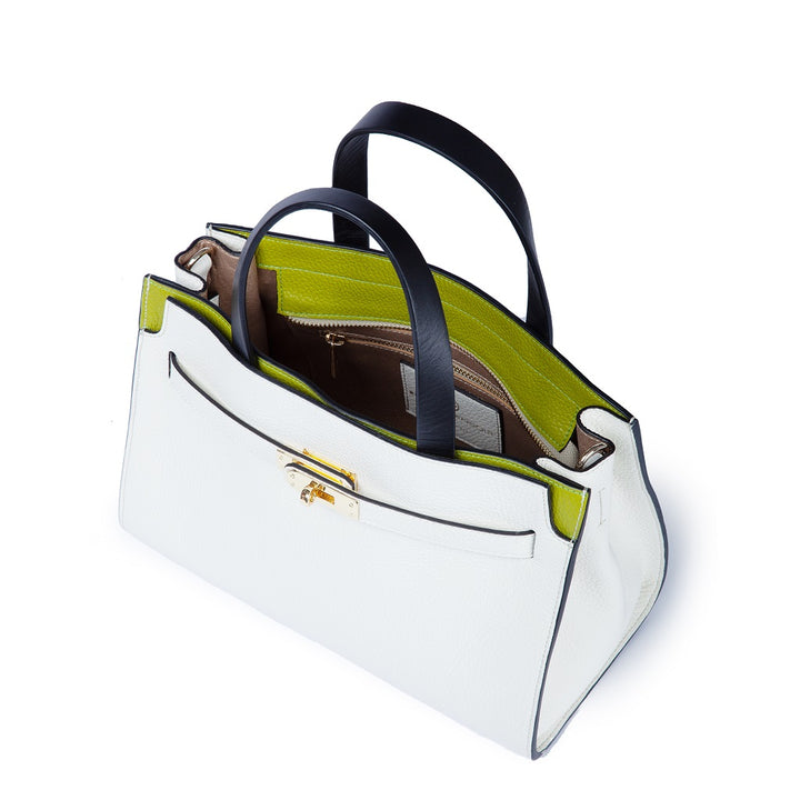Roberta Gandolfi Frida Handbag in pelle martellata con tracolla logata in tessuto regolabile Latest fashion