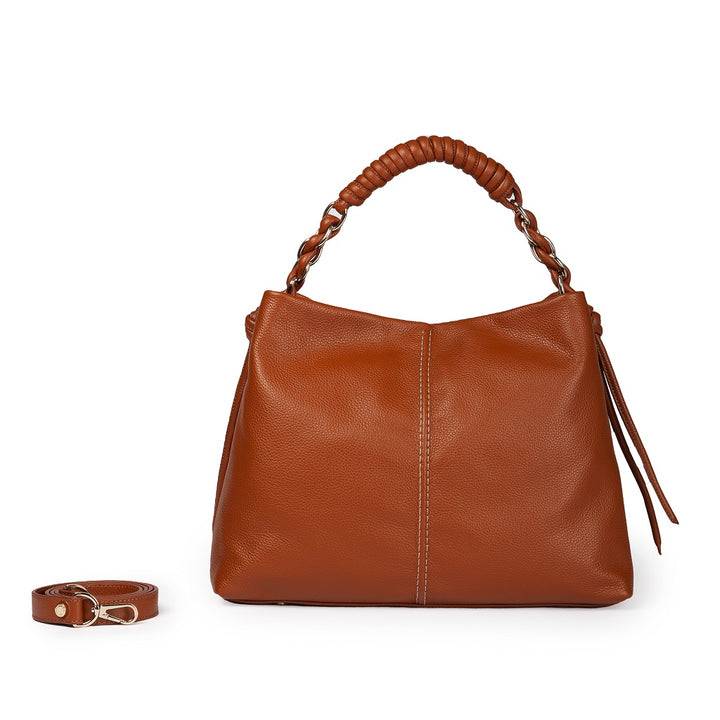 Roberta Gandolfi Amina large borsa a mano in pelle con manico tubolare fasciato e tracolla staccabile