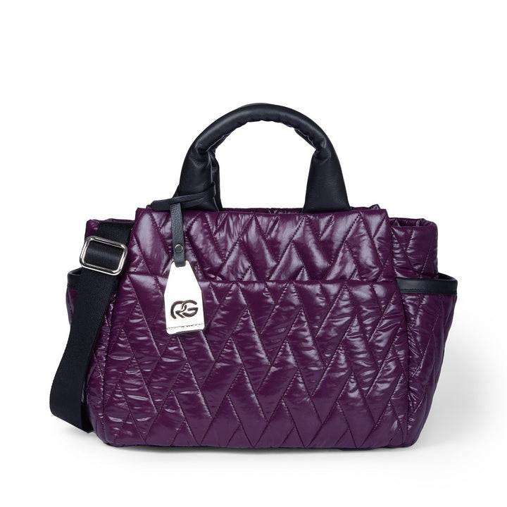 Roberta Gandolfi Noemi medium borsa a mano in tessuto antigoccia con finiture in pelle e tracolla staccabile