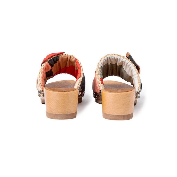 Roberta Gandolfi Lola Sixty sandali in legno con rafia e pelle di vitello con fiocco stampa sixty Qualità Garantita