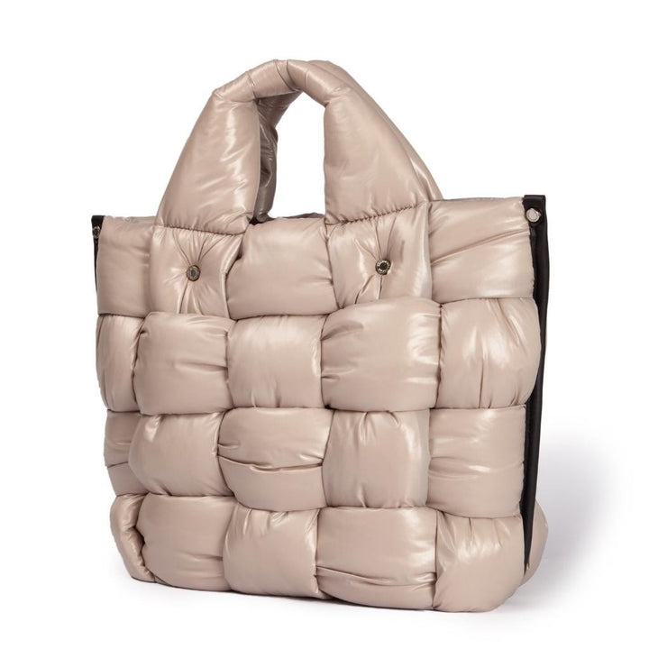 Roberta Gandolfi Greta large borsa in tessuto antigoccia imbottita ed intrecciata a mano con finiture in pelle Acquista Ora