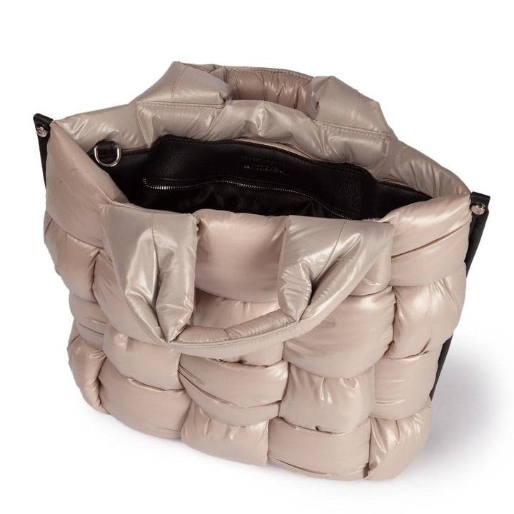 Roberta Gandolfi Greta large borsa in tessuto antigoccia imbottita ed intrecciata a mano con finiture in pelle Acquista Ora