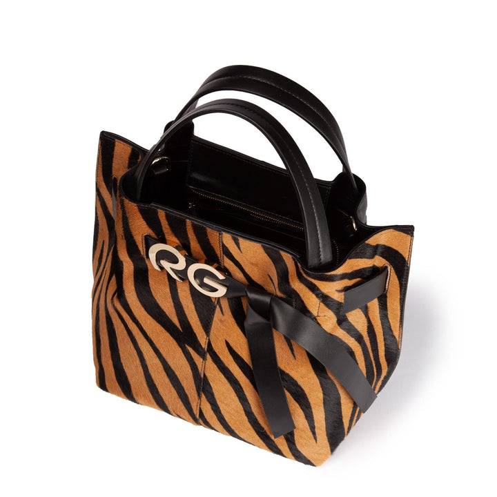 Roberta Gandolfi Dafne pony medium borsa a mano in pelle stampa animalier con tracolla staccabile In Vendita