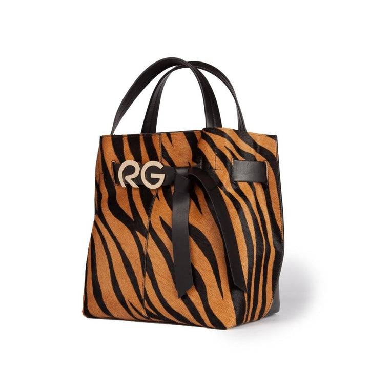 Roberta Gandolfi Dafne pony medium borsa a mano in pelle stampa animalier con tracolla staccabile In Vendita