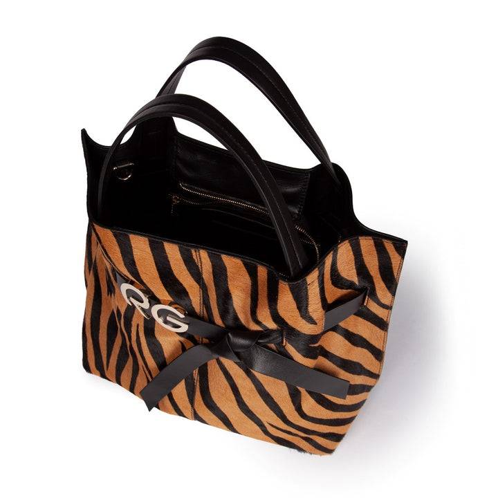 Roberta Gandolfi Dafne pony Large borsa a mano in pelle stampa animalier con tracolla staccabile Offerte