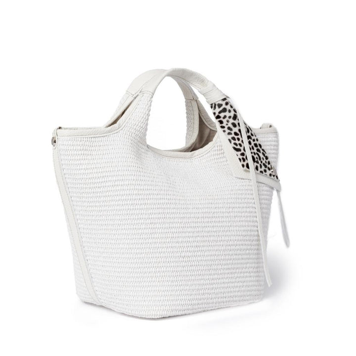 Roberta Gandolfi Beatrice Handbag in raffia con finiture in pelle con dettaglio animalier e tracolla staccabile Flash Sale