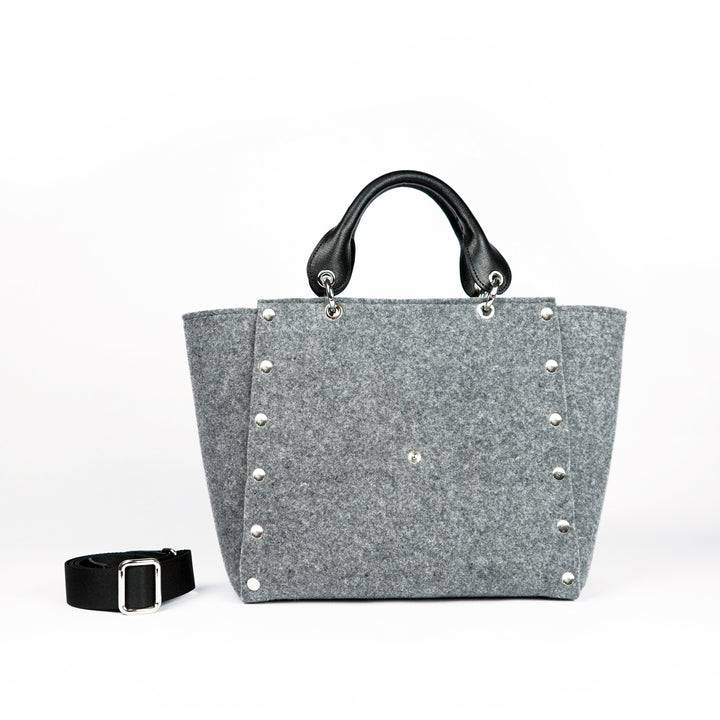 Roberta Gandolfi Rachele handbag borsa a mano in tessuto di lana riciclata e finitura in pelle con tasca staccabile Offerta esclusiva