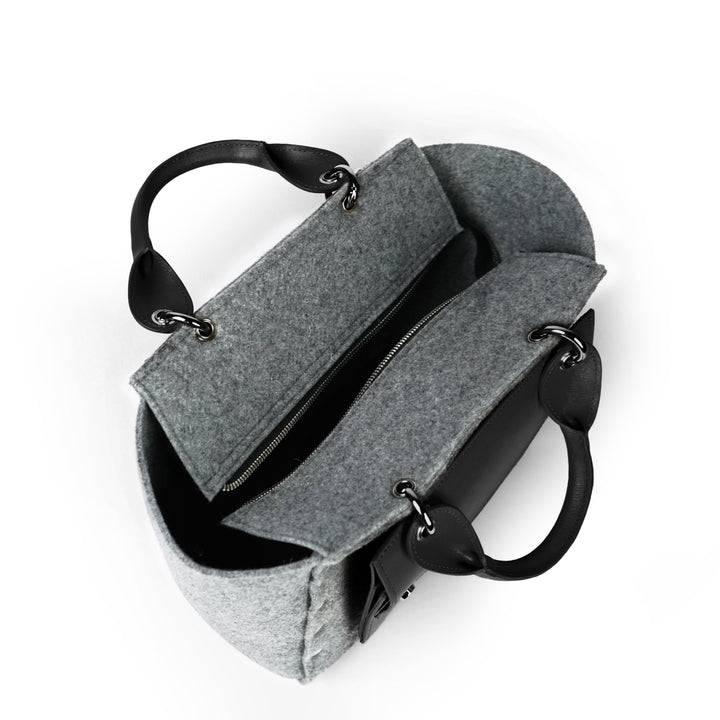 Roberta Gandolfi Rachele handbag borsa a mano in tessuto di lana riciclata e finitura in pelle con tasca staccabile Offerta esclusiva