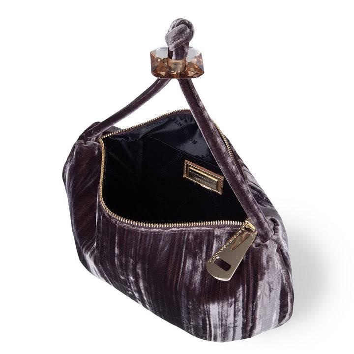 Roberta Gandolfi Sirenetta baguette velluto plissè con elemento gioiello Offerta speciale della fabbrica