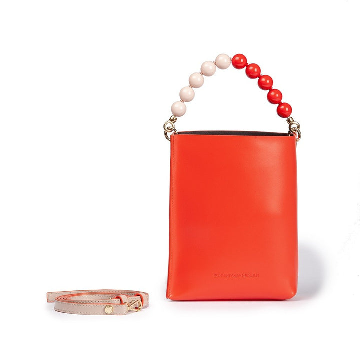 Roberta Gandolfi Zoe mini bag in pelle bicolor e manico gioiello Nuovo