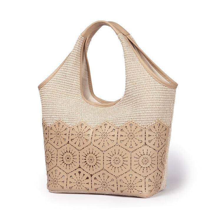 Roberta Gandolfi Giulia Hobo in rafia e pelle il pannello tagliato al laser è interamente cucito a mano Super Saving Price