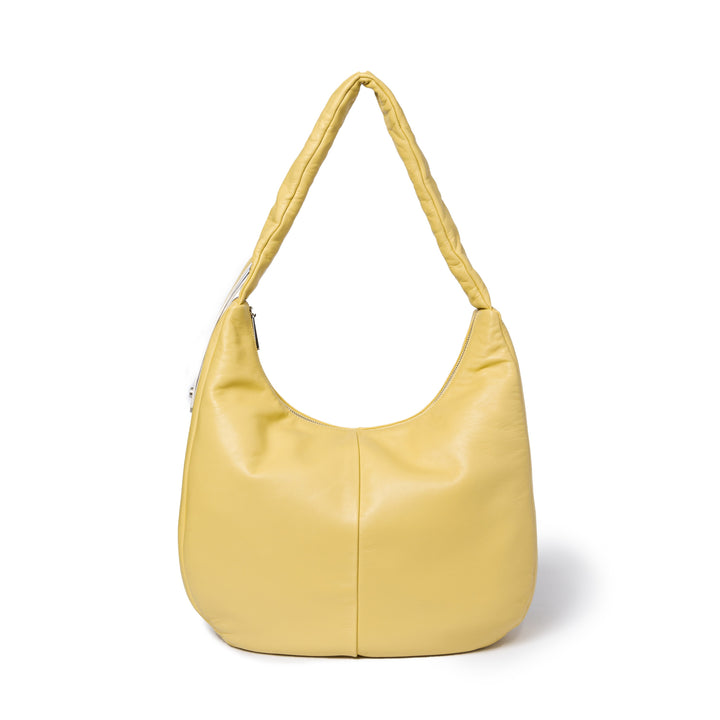 Roberta Gandolfi Azzurro Hobo large in morbida pelle nappa con manico arricciato regolabile Italy