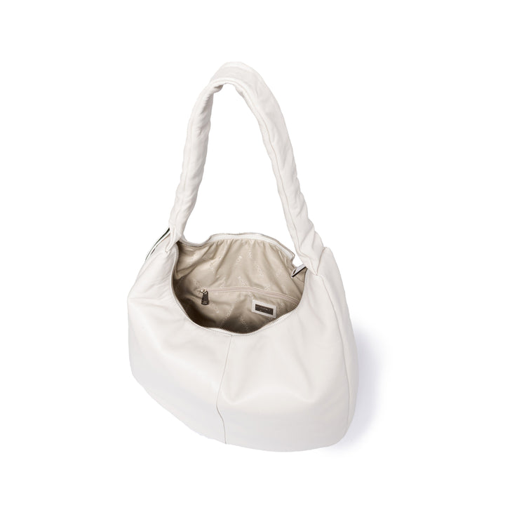 Roberta Gandolfi Azzurro Hobo large in morbida pelle nappa con manico arricciato regolabile In Linea
