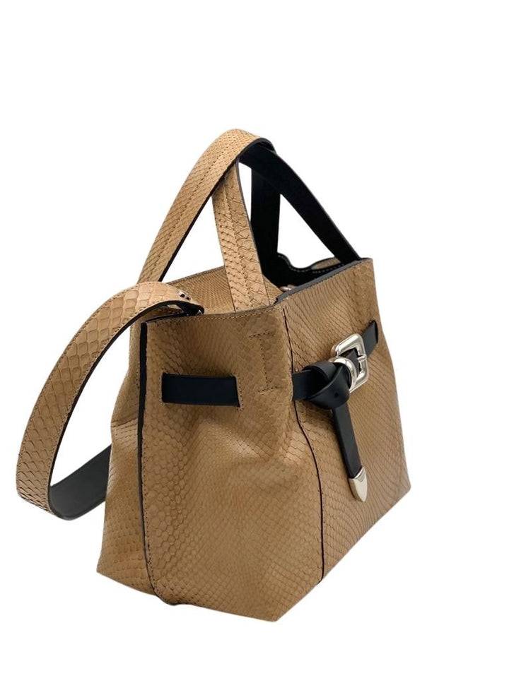 Roberta Gandolfi Martina small borsa in pitone vero con finiture in pelle di vitello Consegna Veloce