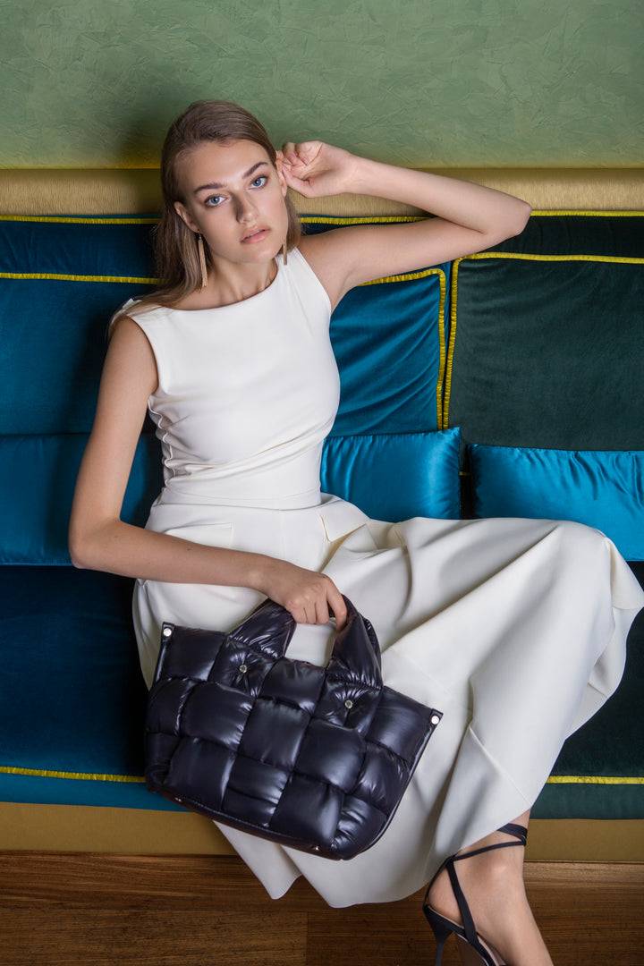 Roberta Gandolfi Greta small borsa in tessuto antigoccia imbottita ed intrecciata a mano con finiture in pelle Affare Del Giorno