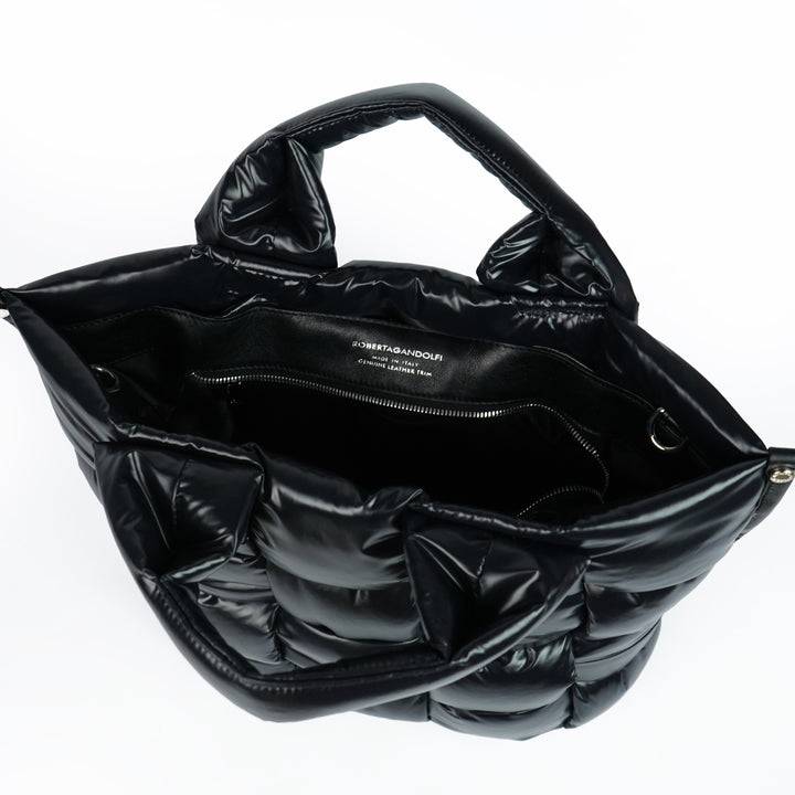 Roberta Gandolfi Greta large borsa in tessuto antigoccia imbottita ed intrecciata a mano con finiture in pelle Sconto