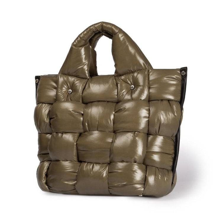 Roberta Gandolfi Greta large borsa in tessuto antigoccia imbottita ed intrecciata a mano con finiture in pelle Economico