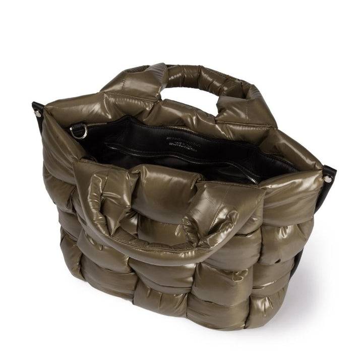 Roberta Gandolfi Greta large borsa in tessuto antigoccia imbottita ed intrecciata a mano con finiture in pelle Economico