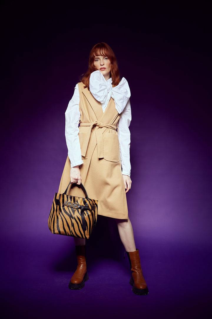 Roberta Gandolfi Dafne pony medium borsa a mano in pelle stampa animalier con tracolla staccabile Latest fashion