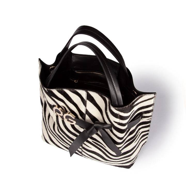 Roberta Gandolfi Dafne pony Large borsa a mano in pelle stampa animalier con tracolla staccabile Offerta temporanea