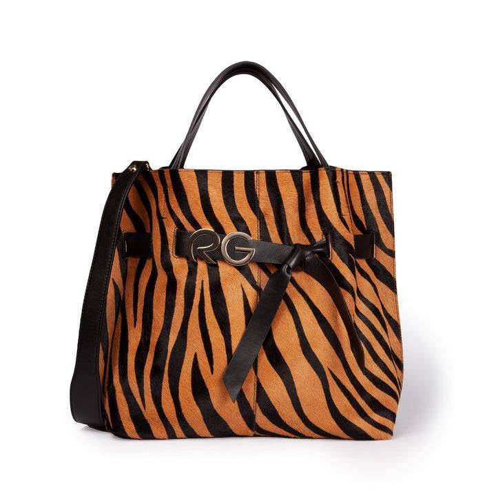 Roberta Gandolfi Dafne pony Large borsa a mano in pelle stampa animalier con tracolla staccabile Offerte esclusive