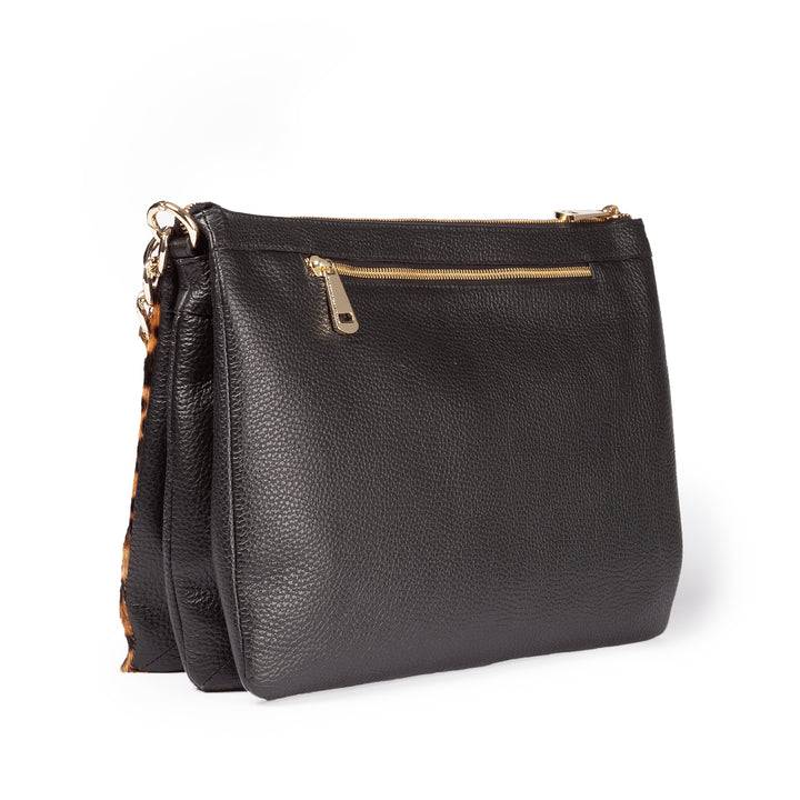 Roberta Gandolfi Alice Pony large borsa in cavallino e pelle martellata con tracolla regolabile e staccabile Esporta salva
