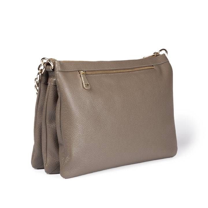 Roberta Gandolfi Alice large borsa in camoscio e pelle martellata con tracolla regolabile e staccabile Black Friday Prezzi
