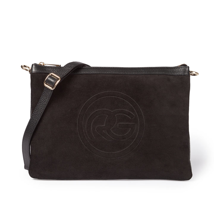 Roberta Gandolfi Alice large borsa in camoscio e pelle martellata con tracolla regolabile e staccabile Duty-free