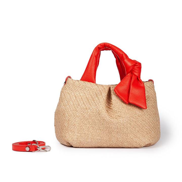 Roberta Gandolfi Matilde Handbag in rafia e pelle con tracolla staccabile Spedizione Gratuita