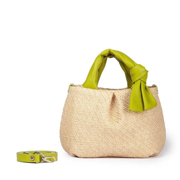 Roberta Gandolfi Matilde Handbag in rafia e pelle con tracolla staccabile Pezzi Unici