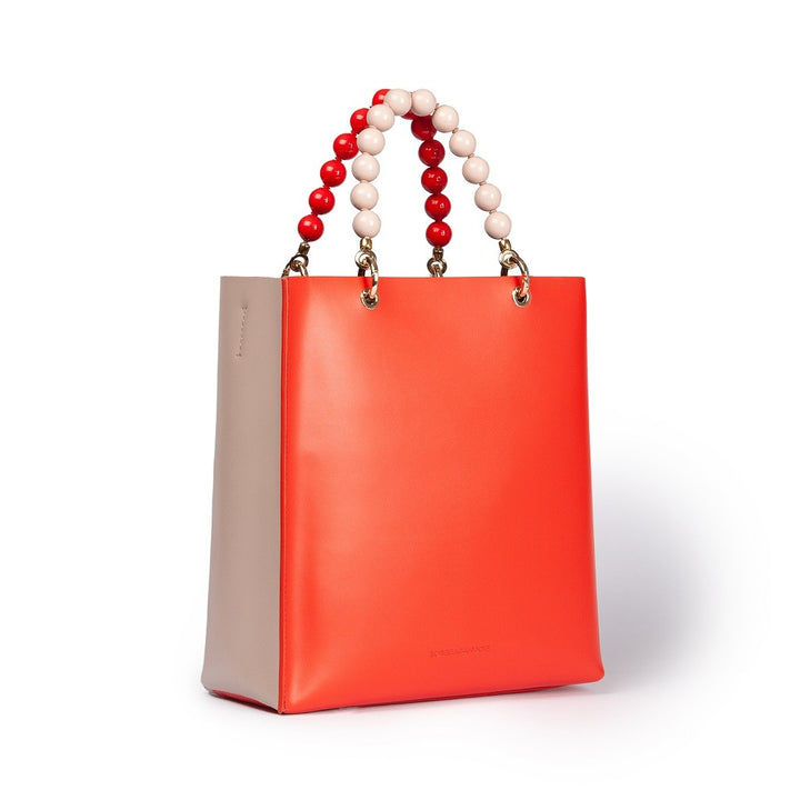 Roberta Gandolfi Zoe Tote bag in pelle bicolor e manicI gioiello Consegna Veloce