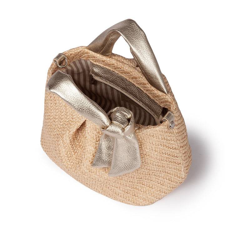 Roberta Gandolfi Matilde Handbag in rafia e pelle con tracolla staccabile Bestseller