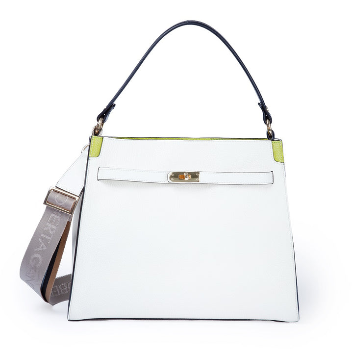 Roberta Gandolfi Frida Satchel in pelle martellata con tracolla logata in tessuto regolabile Fino al 60% di sconto