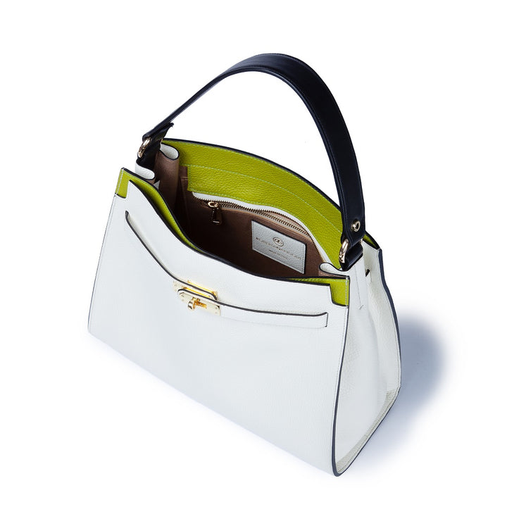 Roberta Gandolfi Frida Satchel in pelle martellata con tracolla logata in tessuto regolabile Fino al 60% di sconto
