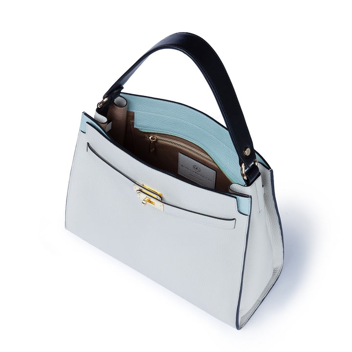 Roberta Gandolfi Frida Satchel in pelle martellata con tracolla logata in tessuto regolabile Fino al 65% di sconto