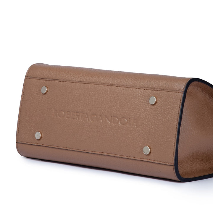 Roberta Gandolfi Frida Handbag in pelle martellata con tracolla logata in tessuto regolabile Only for today
