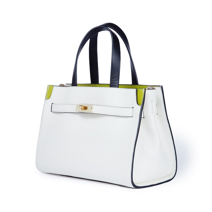 Roberta Gandolfi Frida Handbag in pelle martellata con tracolla logata in tessuto regolabile Sostegno trimestrale