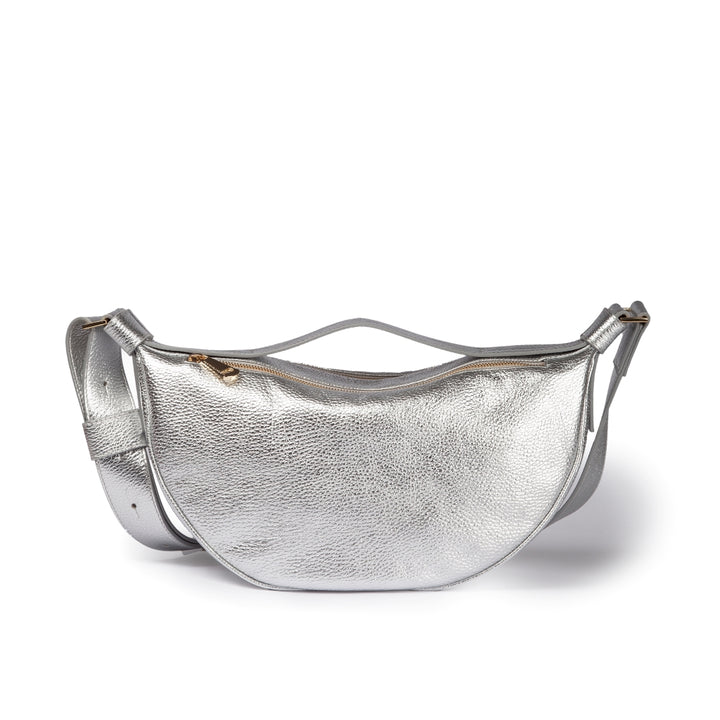 Roberta Gandolfi Micol Banana small cross body in vitello martellato metal con tracolla regolabile Officina
