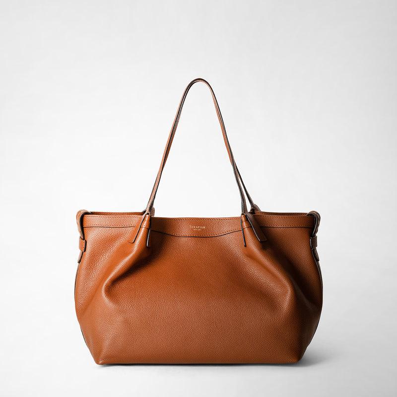Serapian Tote bag secret piccola in pelle rugiada cuoio Promozione
