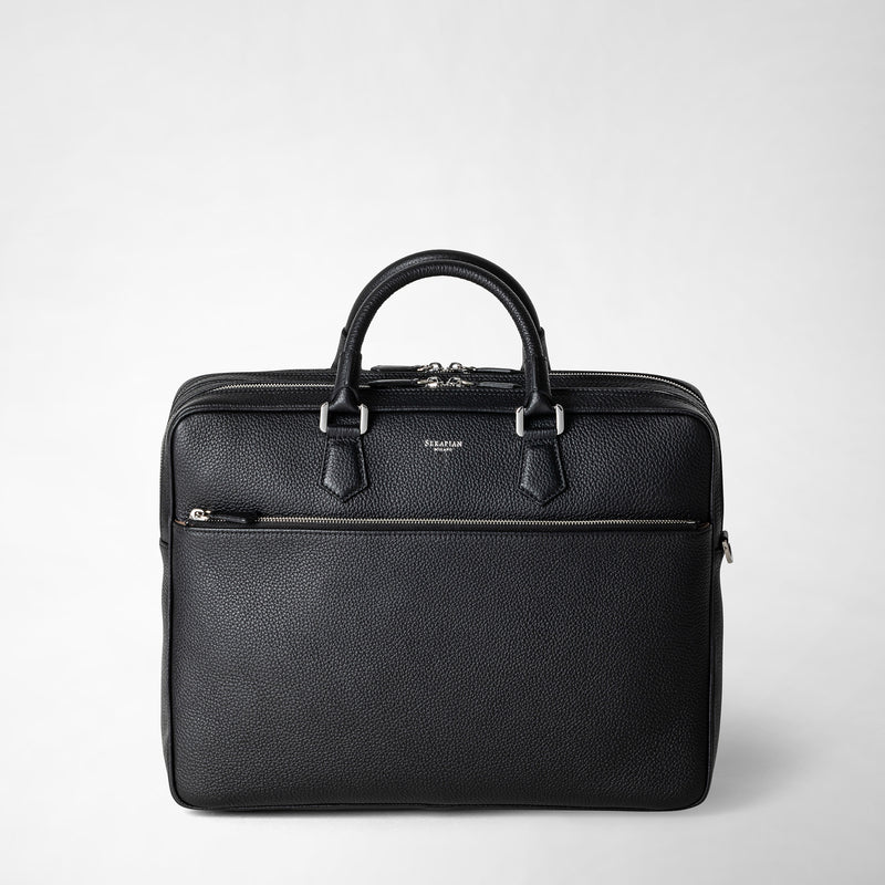 Serapian Borsa business grande in pelle cachemire nera Novità