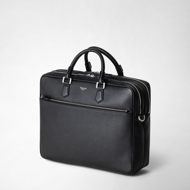 Serapian Borsa business grande in pelle cachemire nera Novità