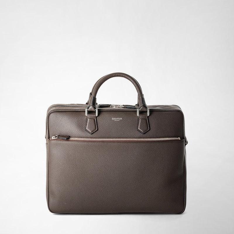 Serapian Borsa business grande in pelle cachemire espresso Presa